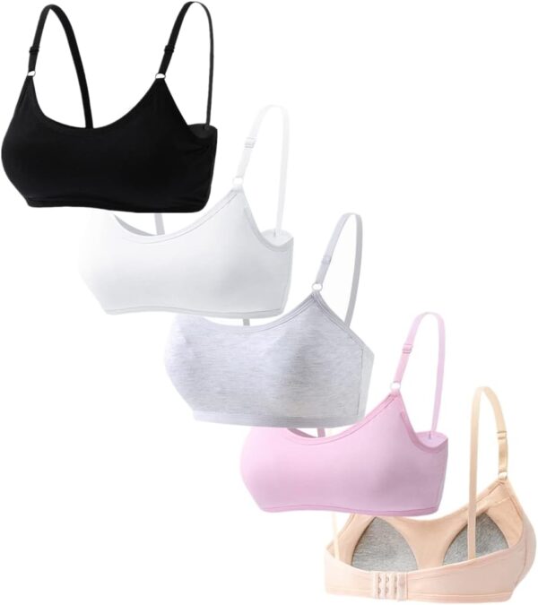 Big Girls' Adjustable Training Bra Cotton Bras Wireless Light Padded 10-16 Years