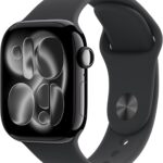 Apple Watch Series 11 [GPS 42mm] Smartwatch with Jet Black Aluminum Case with Black Sport Band - S/M. Sleep Score, Fitness Tracker, Health Monitoring, Always-On Display, Water Resistant