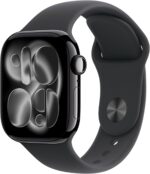 Apple Watch Series 11 [GPS 42mm] Smartwatch with Jet Black Aluminum Case with Black Sport Band - S/M. Sleep Score, Fitness Tracker, Health Monitoring, Always-On Display, Water Resistant