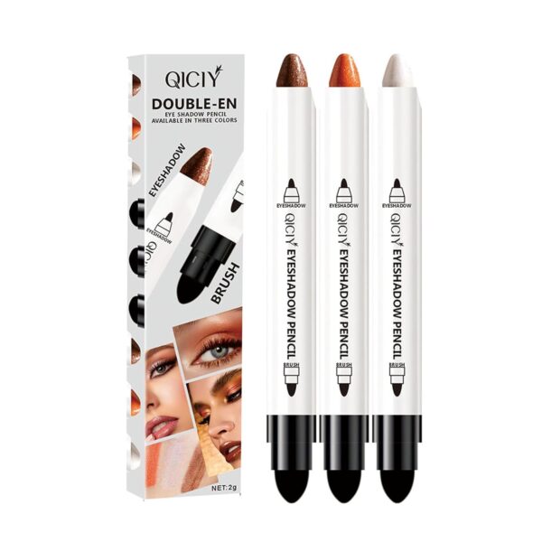 ADMD Eyeshadow Stick Set Dual-Ended Colorful Pencil Crayon Creamy 2-in-1 Eyeshadow & Blending Brush for Easy Looks Shimmer Eye Shadow Sticks 3Colors