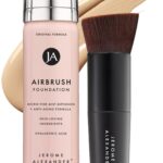 Jerome Alexander MagicMinerals AirBrush Foundation – 2 Piece Set with Airbrush Foundation and Kabuki Brush - Spray Makeup with Anti-aging Ingredients for Smooth Radiant Skin - Light Medium