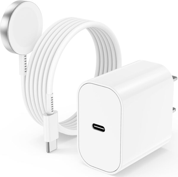 USB C Apple Watch Charger, [Apple MFi Certified] Magnetic iWatch Fast Charging Cable Cord 6ft and iPhone Type C Wall Charger Plug Block for Apple Watch Series Ultra 2/Ultra/11/10/9/8/7/SE/6/5/4/3/2