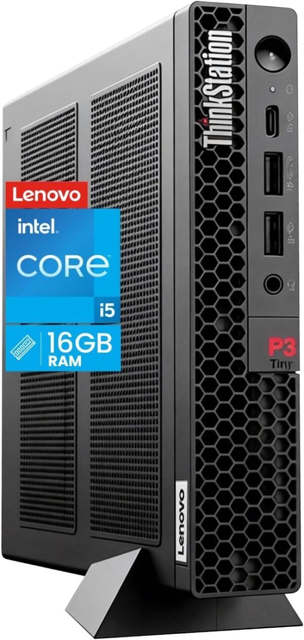 Lenovo ThinkStation P3 Tiny Desktop Computer, Intel Core i5-14500 vPro (14-Core up to 5.0GHz), 16GB DDR5 RAM 512GB NVMe SSD, Win 11 Pro, Mini PC Desktop Workstation for Engineering, Creative, Business