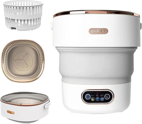 Portable Washing Machine,15L Collapsible Mini Washer with 3 Cleaning Modes Drain Basket Small Foldable Laundry Machine for Travel Camping Dorms RVs Apartments Baby Clothes Underwear Socks Delicates