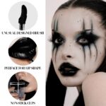 Black Liquid Lip Gloss for Women, Non-Sticky Hydrate Plumping Lip Tint Full Coverage Black Lip Color Dark Gothic Lipgloss Makeup Mirror High-Shine LipGlossy for Halloween Cosplay Costume Looks | Vegan - Image 3