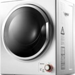 COSTWAY Compact Laundry Dryer, 110V Electric Portable Clothes Dryer with Stainless Steel Tub, Control Panel Downside Easy Control for 4 Automatic Drying Mode, White