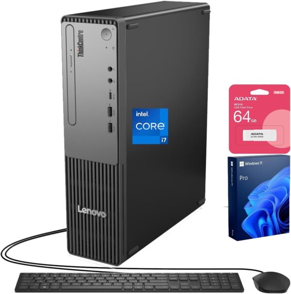 Lenovo ThinkCentre Small Form Factor Business Desktop, 13th Gen Intel Core i7-13620H, 32GB DDR5, 1TB SSD, HDMI, VGA, Wi-Fi, Wired KB & Mouse, Windows 11 Pro, Bundle with Adata 64GB USB Flash Drive