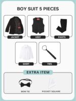 Marvelous World Boys' Formal Slim Fit Suit Set, Adjustable Waist - Image 3