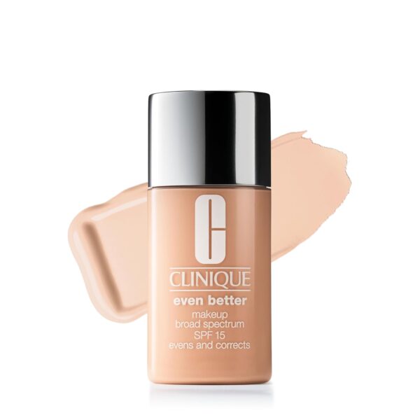 Clinique Even Better Makeup Liquid Foundation SPF 15 With Vitamin C For Dry + Oily Combination Skin Types | Medium Coverage + Natural Finish | Evens Skin Tone + Reduces Dark Spots