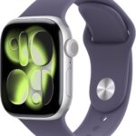 Apple Watch Series 11 [GPS 42mm] Smartwatch with Silver Aluminum Case with Purple Fog Sport Band - S/M. Sleep Score, Fitness Tracker, Health Monitoring, Always-On Display, Water Resistant
