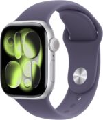 Apple Watch Series 11 [GPS 42mm] Smartwatch with Silver Aluminum Case with Purple Fog Sport Band - S/M. Sleep Score, Fitness Tracker, Health Monitoring, Always-On Display, Water Resistant