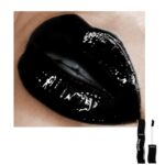 Black Liquid Lip Gloss for Women, Non-Sticky Hydrate Plumping Lip Tint Full Coverage Black Lip Color Dark Gothic Lipgloss Makeup Mirror High-Shine LipGlossy for Halloween Cosplay Costume Looks | Vegan