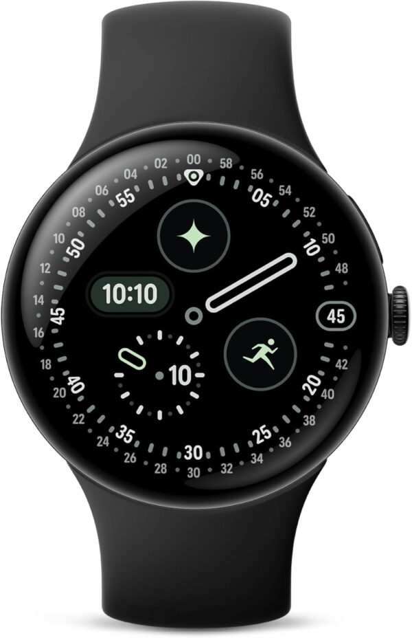 Google Pixel Watch 4 (41mm) - Android Smartwatch - Heart Rate and Sleep Tracking - 30-Hour Battery - Fitness Tracking - Google AI - Matte Black Aluminum Case - Obsidian Active Band - LTE (2025 Model)