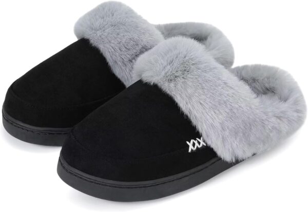NineCiFun Women's and Men's Memory Foam House Slippers, Faux Fur Lined Indoor Fuzzy Slippers with No-slip Sole, Slip on Suede Home Shoes, Warm Winter Gift for Women & Men