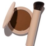 No Makeup Makeup Long-Lasting Lightweight Foundation & Brush Duo | Cruelty-Free, Fragrance-Free, Buildable, Transfer-Proof Makeup (Dark)