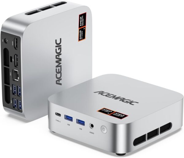 ACEMAGICIAN W1 Mini PC - AMD Ryzen 7 H 255(Upgraded 8745HS), 32GB DC5600MHz DDR5 1TB PCIe4.0 M.2 SSD Mini Computers(8C/16T, up to 4.9GHz), Radeon 780M 8K Triple Display USB4 WiFi6E/BT5.2, VESA 2.5GbE