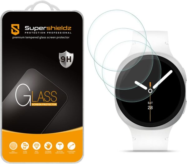 Supershieldz (3 Pack) Designed for Samsung Galaxy Watch 8 (40mm) Tempered Glass Screen Protector, Anti Scratch, Bubble Free