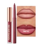 Hyesamyo Dark Red Lip Gloss Lip Liner Set, Lip kit with Lip Oil Lip Liner, Lip Plumer Gloss lip liner Pencil Waterproof Long Lasting Smudgeproof (12# dark red)