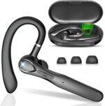 Bluetooth Headset, Wireless Bluetooth Earpiece with 400mAh Charging Case 50 Hours Talking Time Built-in Microphone for iOS Android Cell Phone, V5.3 Hand-Free Headphones for Trucker, Office, Black