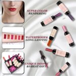 Watvsk Wine Lip Tint Gloss Set Wine Bottle Lip of 6 Colors for Women Long-Lasting with Non-Drying Formula for Soft Natural Lips Daily & Party Makeup Kit Feather-Light Waterproof Stain Set - Image 7