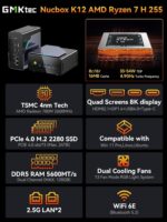 GMKtec Gaming Mini PC AMD Ryzen 7 H 255 (Upgraded 8745HS) 32GB DDR5 1TB SSD, Desktop Computer 3XM.2 2280 Expansion, Oculink, Dual NIC 2.5G, HDMI 2.1, USB4 K12 - Image 2