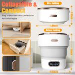 Portable Washing Machine,15L Collapsible Mini Washer with 3 Cleaning Modes Drain Basket Small Foldable Laundry Machine for Travel Camping Dorms RVs Apartments Baby Clothes Underwear Socks Delicates - Image 2