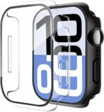 Smiling 2 Pack Case Compatible with Apple Watch Series 11 (2025)/ Series 10 42mm with Tempered Glass Screen Protector, Hard PC Case Scratch-Resistant Overall Protective Cover- 1 Black + 1 Transparent