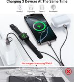 Temdan for Travel Vacation Essentials,3 in 2 USB C Cable for Apple Watch Charger/iPhone 17 Charger/Lightning,Multi Charging Cable Cord,Camping Essentials,Designed for iWatch &iPhone 16-12-4FT Black - Image 4
