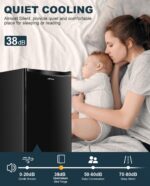 Upstreman 3.2 Cu.Ft Mini Fridge with Freezer, Single Door Mini Fridge, Dorm Fridge, Adjustable Thermostat, Mini Refrigerator for Bedroom, Office, Dorm, Black-BR321 - Image 4