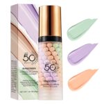 3 In 1Primer for Face Before Makeup,Sunscreen Isolation Cream, SPF 50, One Step Color Corrector Face Primer, Blurs Imperfections Oil Control & Moisturizing Skin Tone Correcting,Radiance Skin