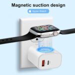3-in-1 Adapter for Apple Watch, 20W USB C Fast Charging Block with Dual Ports & Magnetic Wireless Adapter, Portable Travel Wall Plug for iWatch Ultra/SE/10/9/8/7/6, iPhone 16/15/14/13, AirPods - Image 3