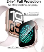 Smiling 2 Pack Case Compatible with Apple Watch Series 11 (2025)/10 42mm with Tempered Glass Screen Protector, Hard PC Case Overall Protective Cover- 1 Rose Gold + 1 Transparent - Image 2