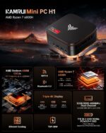 KAMRUI Hyper H1 Mini Gaming PC,AMD Ryzen 7 6800H(Beat 6800U),32GB DDR5 4800MHz 1TB M.2 NVMe PCIe3.0x4 SSD Mini PC(8C/16T,up to 4.7GHz),16MB L3 Smart Cache,Triple 4K Display/WiFi6/BT5.2/Mini Computers - Image 2