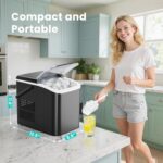 OLIXIS Ice Maker Machine with Handle,26lbs in 24Hrs,9 Ice Cubes in 6 Mins,Auto-Cleaning Portable Ice Maker with Basket and Scoop, Countertop Ice Maker for Home/Kitchen/Camping/RV, Sleek Black - Image 3