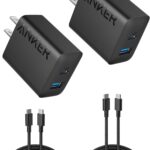 Anker iPhone 17/16 Charger, 2-Pack 20W Fast USB C Charger Block, for iPhone 16/16 Pro Max/15 Series/iPad Pro and More (Black, 2 Pack & 2 Cable)