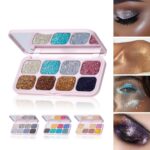 BAISEN DIARY 8-Color Glitter Eyeshadow Palette, Star Diamond Glitz, High Shine Metallic & Sparkle Shades, Long-Lasting Waterproof Eye Makeup, Smooth Blendable Powder for Party & Night Look - Image 8
