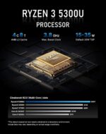 BOSGAME E5 Multi-Functional Mini PC, Ryzen 3 5300U 4-core 8-Thread Dual LAN Desktop Computers, 16GB DDR4 1TB PCIe 3.0x4 SSD, Triple Displays HDMI 2.0x1, DisplayPortx1, USB-C x1, Wi-Fi 5, BT 5.0 - Image 4