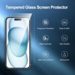 NEW'C 3 Pack Designed for iPhone 16, iPhone 15 Screen Protector (6.1 inches),Enhanced Tempered Glass Protection with easy installation tool included,Ultra Resistant | Tempered Glass, Case Friendly, Ultra Resistant - Image 4