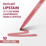 COVERGIRL Outlast, 10 Sugey Girl, Lipstain, Smooth Application, Precise Pen-Like Tip, Transfer-Proof, Satin Stained Finish, Vegan Formula, 0.06oz - Image 2