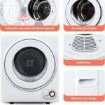 Euhomy Portable Dryer 1.5 cu. ft., 850W Powerful Clothes Dryer with Stainless Steel Drum and Exhaust Hose, Dryer Ideal for Apartments, RVs, Dorm Rooms，White - Image 5