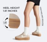 LUCKY STEP Women's Platform Fashion Sneakers Thick Sole Suede Faux Leather Classic Rubber Gum Sole Low Top Casual Walking Shoes - Image 7