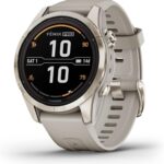 Garmin fēnix 7S Pro Sapphire Solar, Multisport GPS Smartwatch, Built-in Flashlight, Solar Charging Capability, Sand
