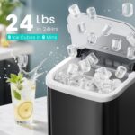 OLIXIS Ice Maker Machine with Handle,26lbs in 24Hrs,9 Ice Cubes in 6 Mins,Auto-Cleaning Portable Ice Maker with Basket and Scoop, Countertop Ice Maker for Home/Kitchen/Camping/RV, Sleek Black - Image 2