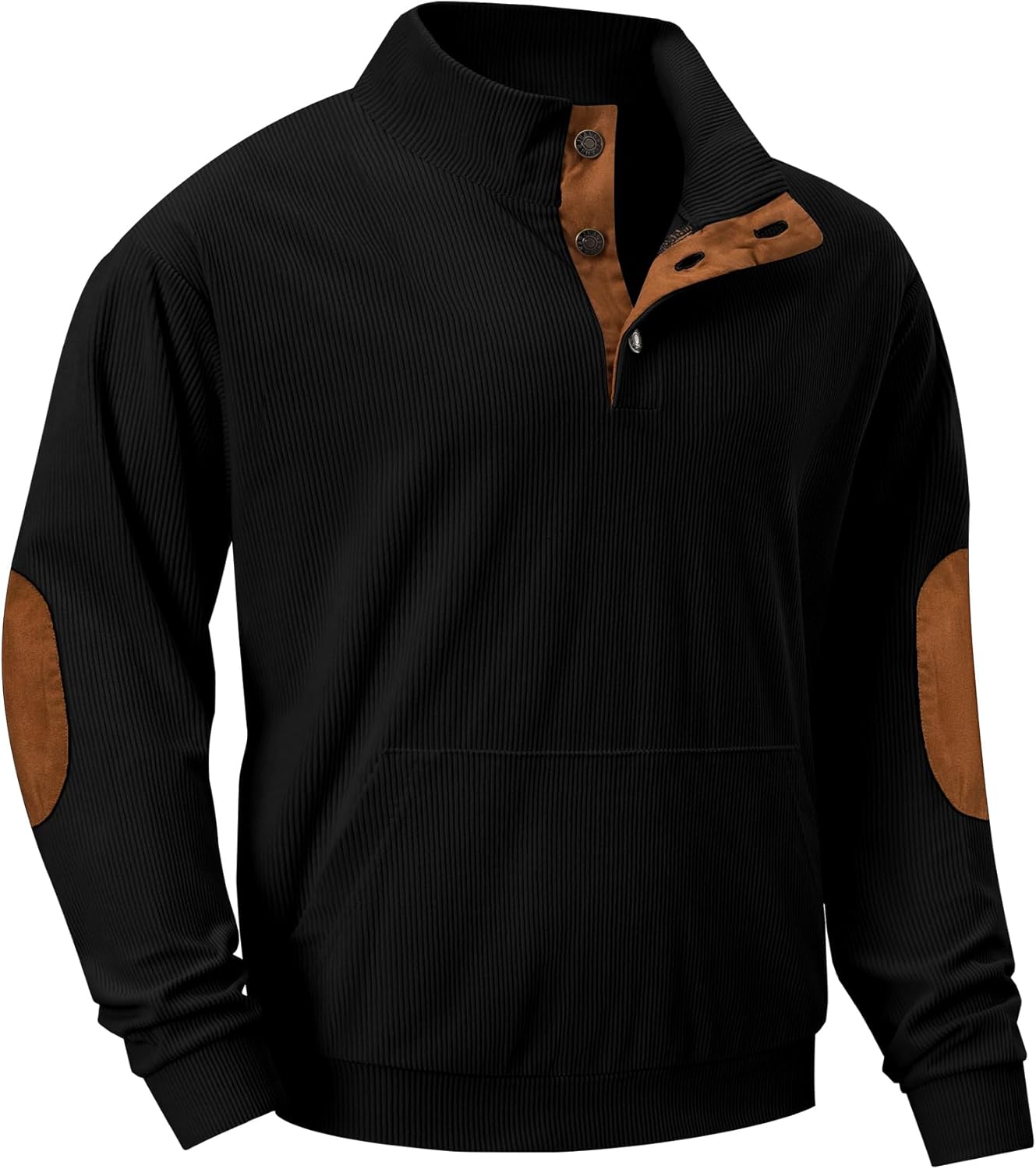 JMIERR Mens Warm Corduroy Sweatshirt Casual Stand Collar Quarter Fall JMIERR Mens Warm Corduroy Sweatshirt Casual Stand Collar Quarter Fall Metal Button Pullover Sweaters Long Sleeve with Pockets