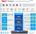 MeLE Fanless Mini PC Stick PCG02, N100 Compute Stick with Windows 11 Pro, 8GB 128GB Micro Desktop Computer, Full Functional USB-C, Gigabit Ethernet BT5.1 on Business Office Industrial IoT Home - Image 3