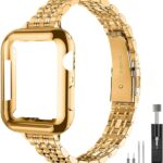 Slim Watch Band Compatible with Apple Watch 41mm 45mm 42mm 44mm 40mm 38mm Metal Stainless Steel Watchband Suitable for iWatch 10/9/8/7/6/5/4/3/2/1/SE Series Women Luxury Strap
