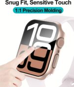 Smiling 2 Pack Case Compatible with Apple Watch Series 11 (2025)/10 42mm with Tempered Glass Screen Protector, Hard PC Case Overall Protective Cover- 1 Rose Gold + 1 Transparent - Image 5