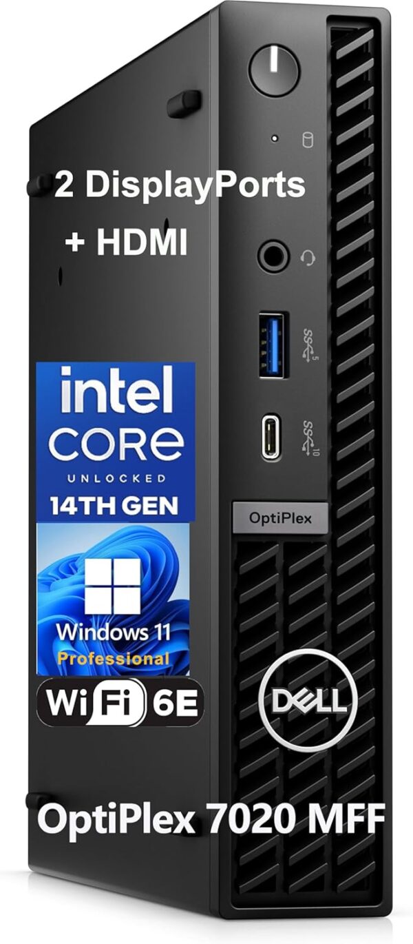 Dell OptiPlex 7020 MFF Mini Business Desktop Computer, 7000 Micro Form Factor, 14th Gen Intel 14-Core i5-14500T (Beat i7-13700T), 16GB DDR5 RAM, 512GB PCIe SSD, WiFi 6E, 2 DisplayPorts, HDMI, W11 Pro