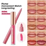 Hyesamyo Dark Red Lip Gloss Lip Liner Set, Lip kit with Lip Oil Lip Liner, Lip Plumer Gloss lip liner Pencil Waterproof Long Lasting Smudgeproof (12# dark red) - Image 6