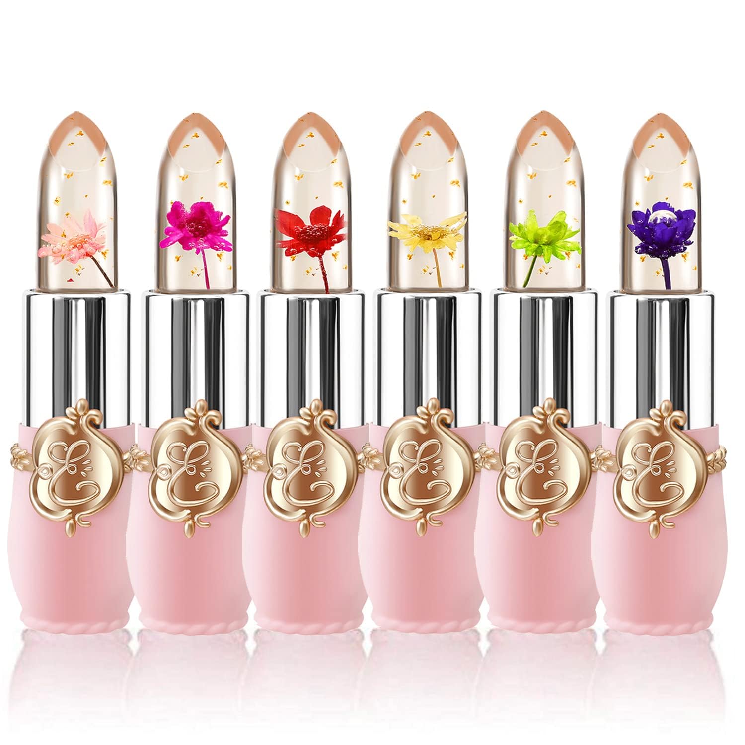 BestLand 6 Pcs/Set Flower Jelly Lipstick Set Temperature Change Moisturizer BestLand 6 Pcs/Set Flower Jelly Lipstick Set Temperature Change Moisturizer Long Lasting Nutritious Balm Magic Color Change Lip Gloss